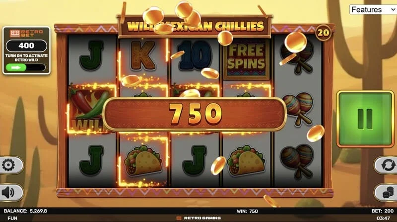 Wild Mexican Chillies – jogo base, pagamento de linha
